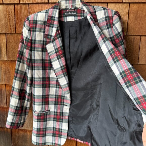 VTG Giorgio Sant Angelo 100% Wool Single Button Red Plaid Blazer in Women's 12 - Picture 5 of 9